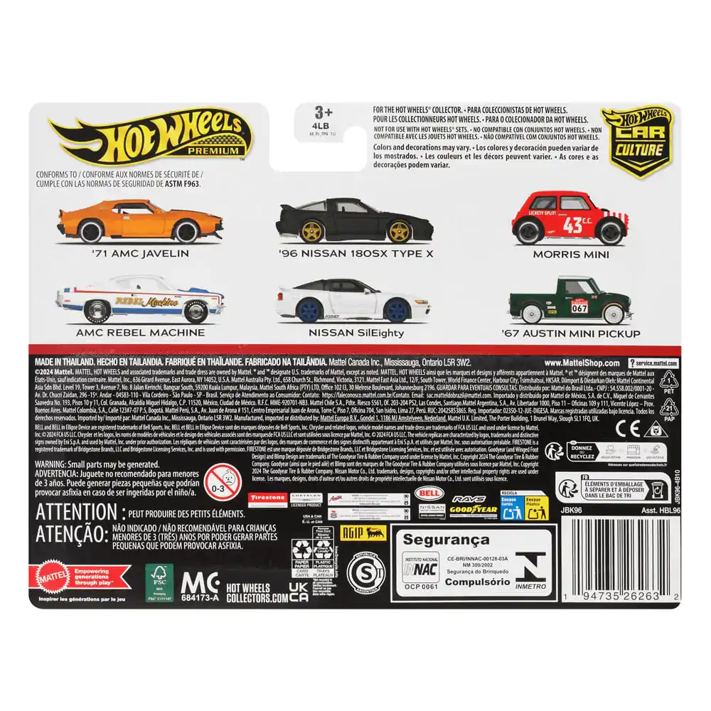 Hot Wheels Premium Car Culture Diecast Vehicle 2-Pack 1/64 &#039;96 Nissan 180SX Type X &amp; Nissan SilEighty product photo