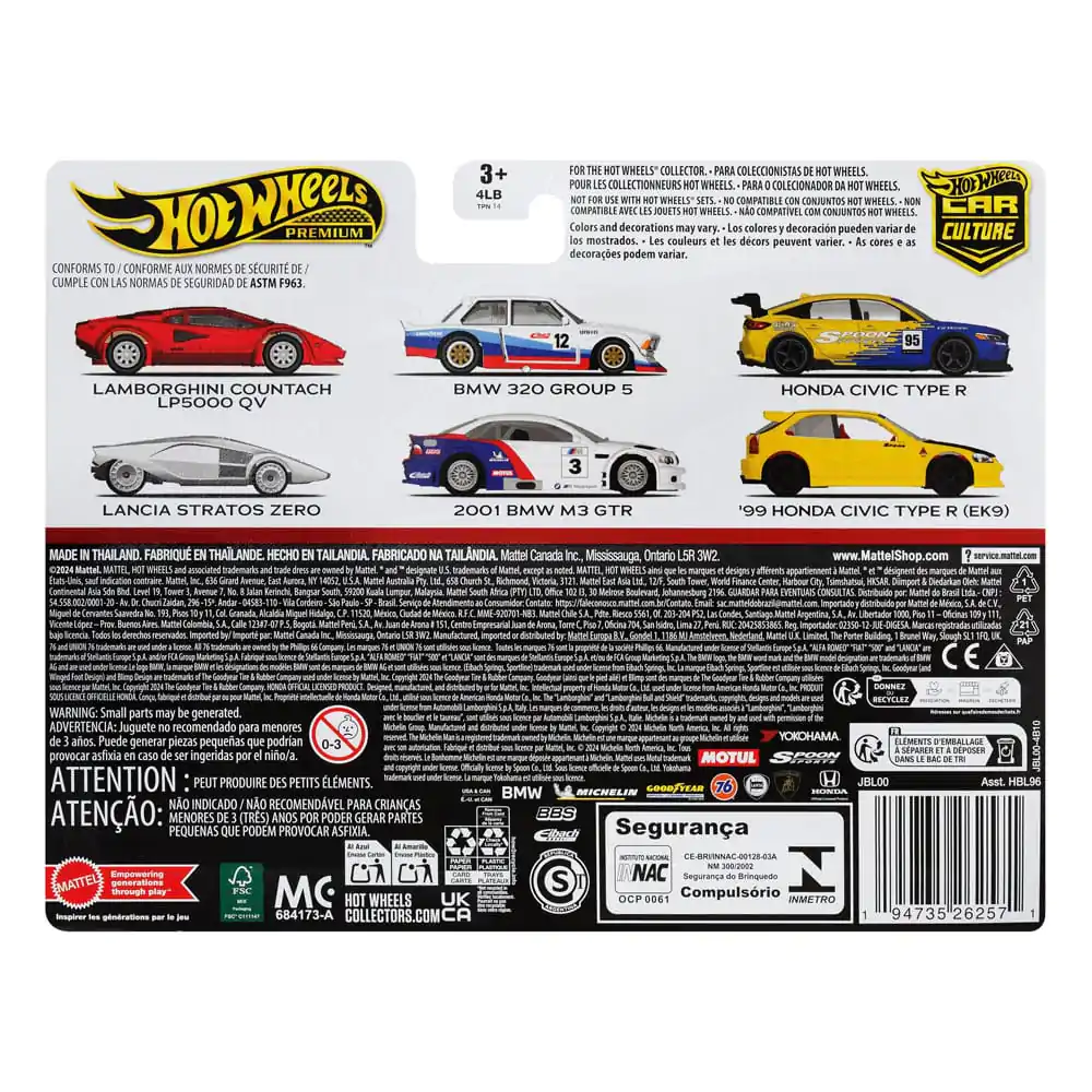 Hot Wheels Premium Car Culture Diecast Vehicle 2-Pack 1/64 &#039;99 Honda Civic Type R (EK9) &amp; Honda Civic Type R product photo