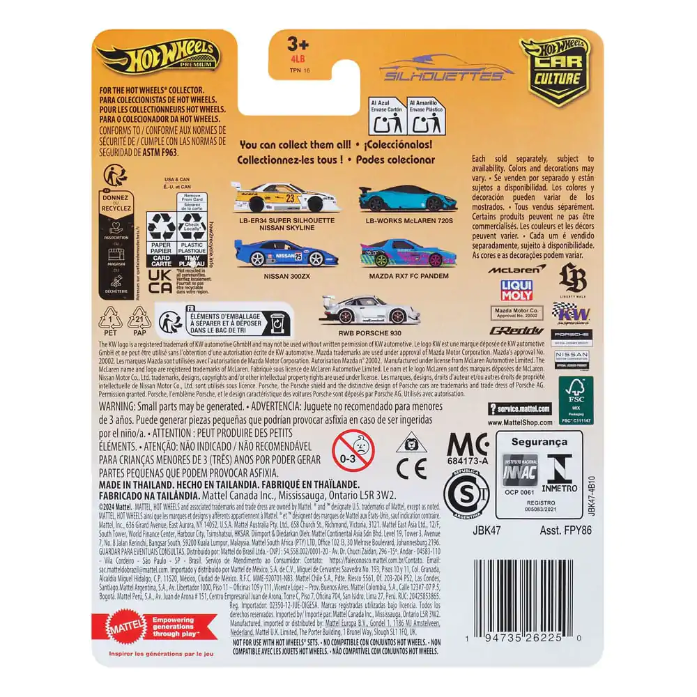 Hot Wheels Premium Car Culture Silhouettes Diecast Vehicle 1/64 LB-Works McLaren 720S product photo