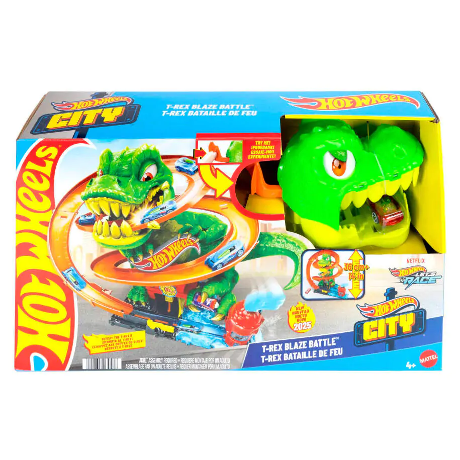 Hot Wheels City T-Rex Blaze Battle playset product photo