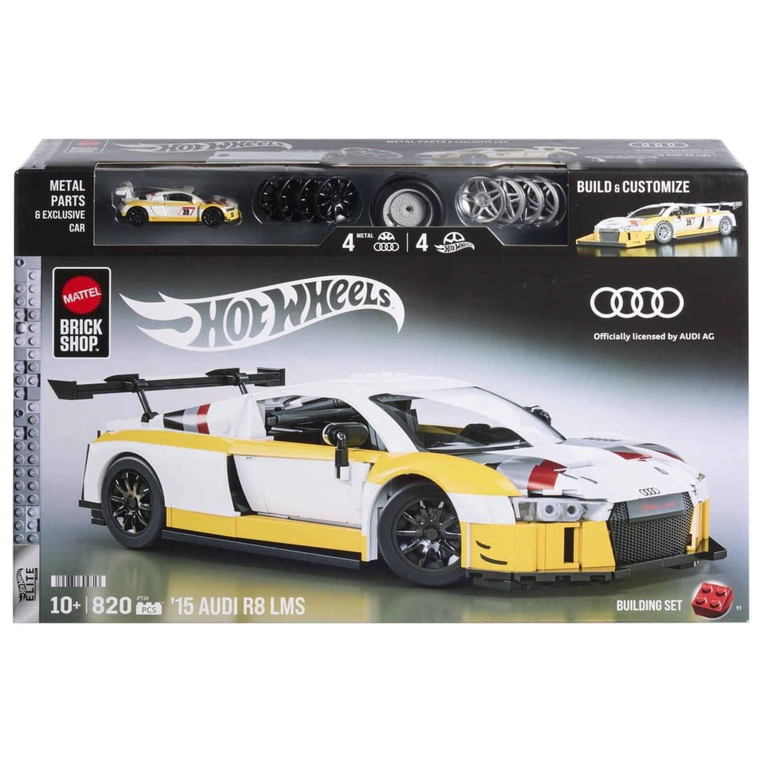 Hot Wheels Elite Mattel Brick Shop Building Set 1/16 '15 Audi R8 LMS product photo