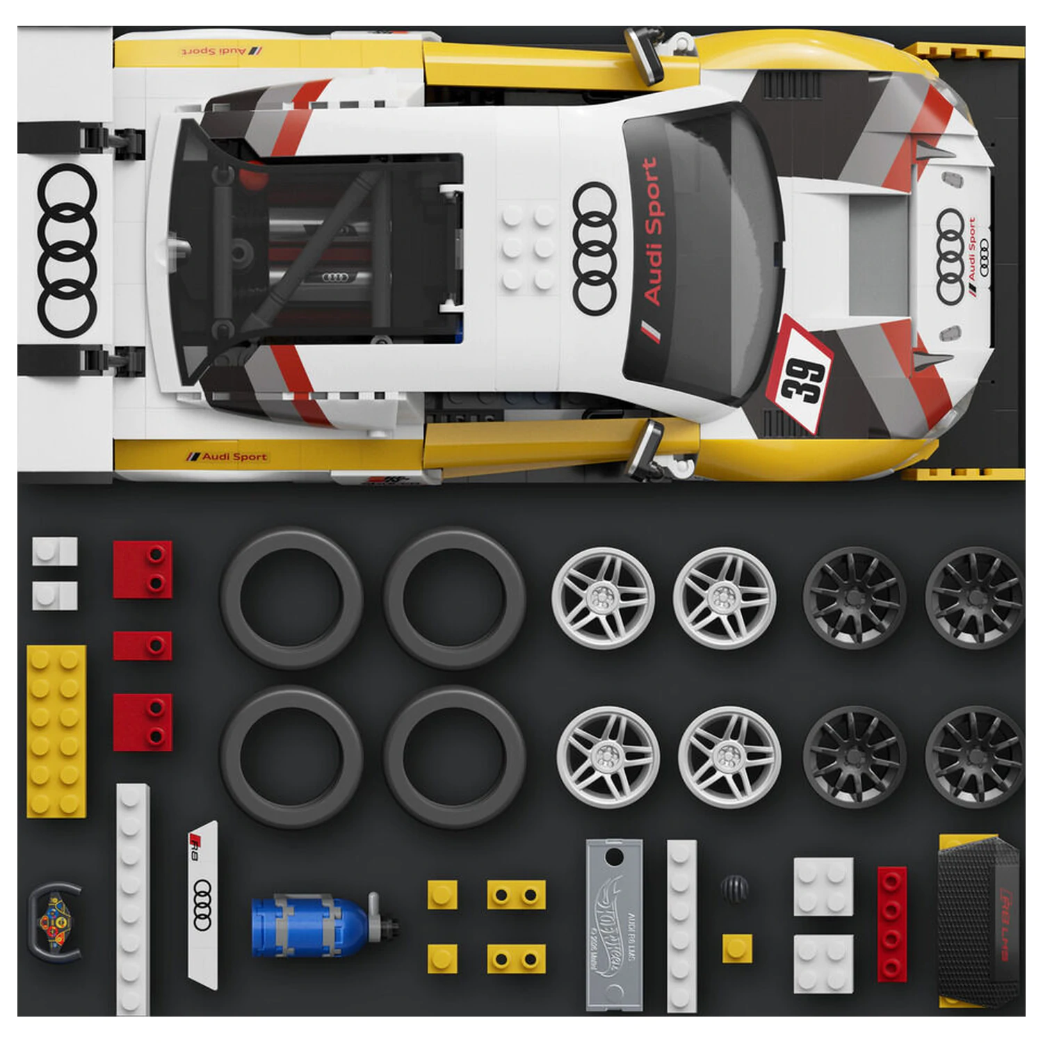 Hot Wheels Elite Mattel Brick Shop Building Set 1/16 '15 Audi R8 LMS product photo