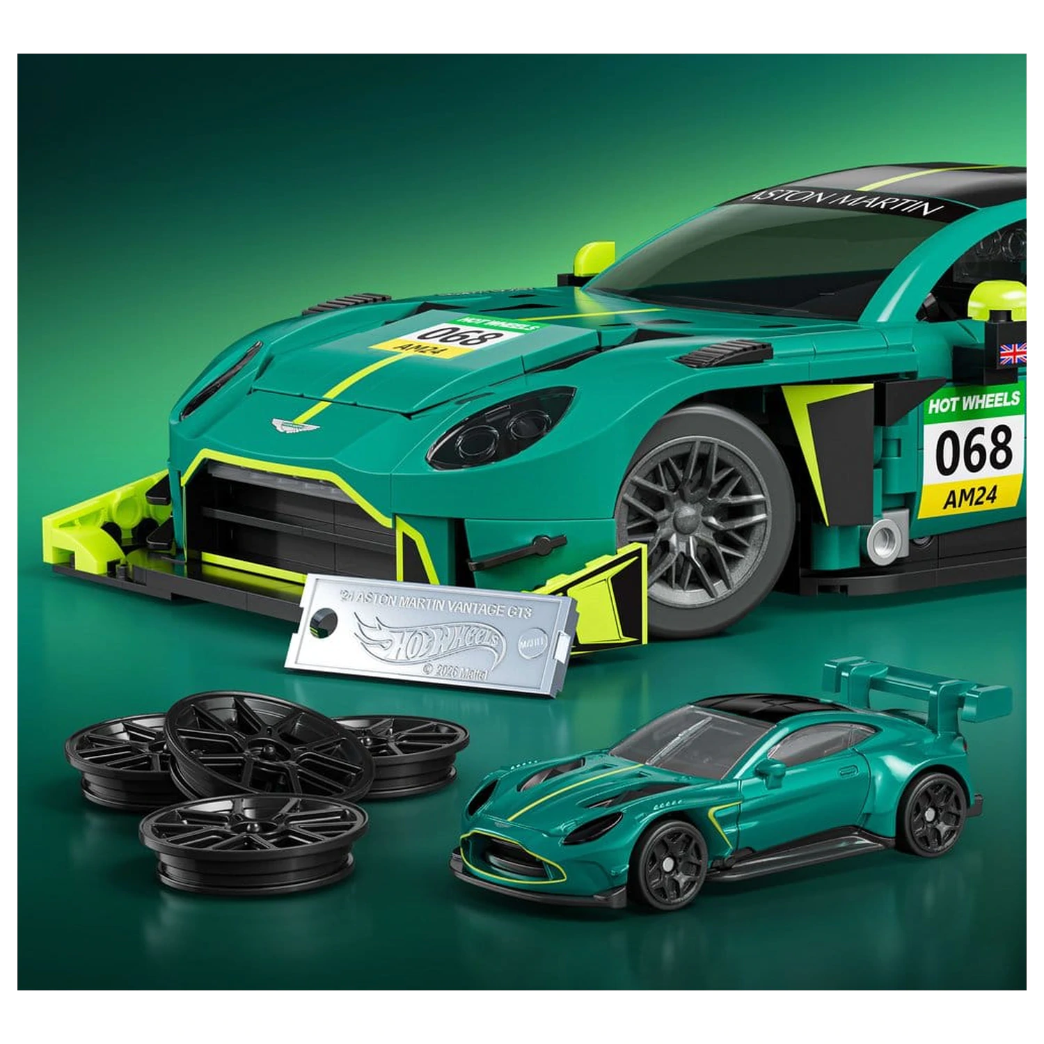 Hot Wheels Elite Mattel Brick Shop Building Set 1/16 '24 Aston Martin Vantage GT3 product photo