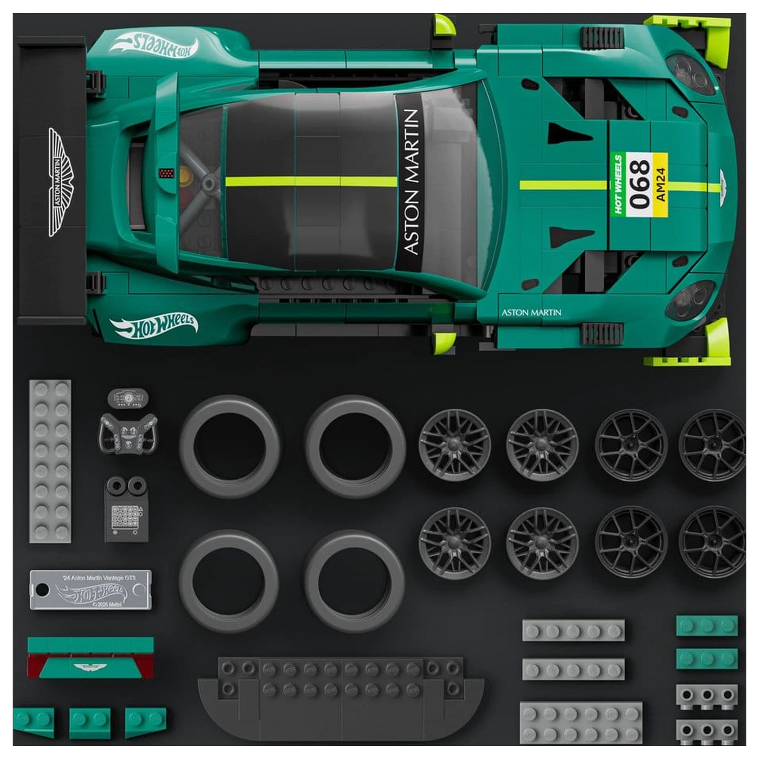 Hot Wheels Elite Mattel Brick Shop Building Set 1/16 '24 Aston Martin Vantage GT3 product photo