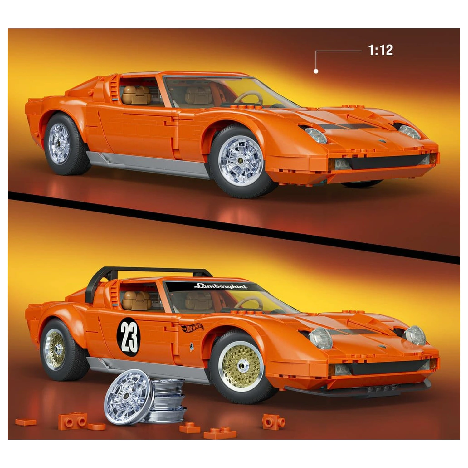 Hot Wheels Premium Mattel Brick Shop Building Set 1/12 Lamborghini Miura P400 SV product photo