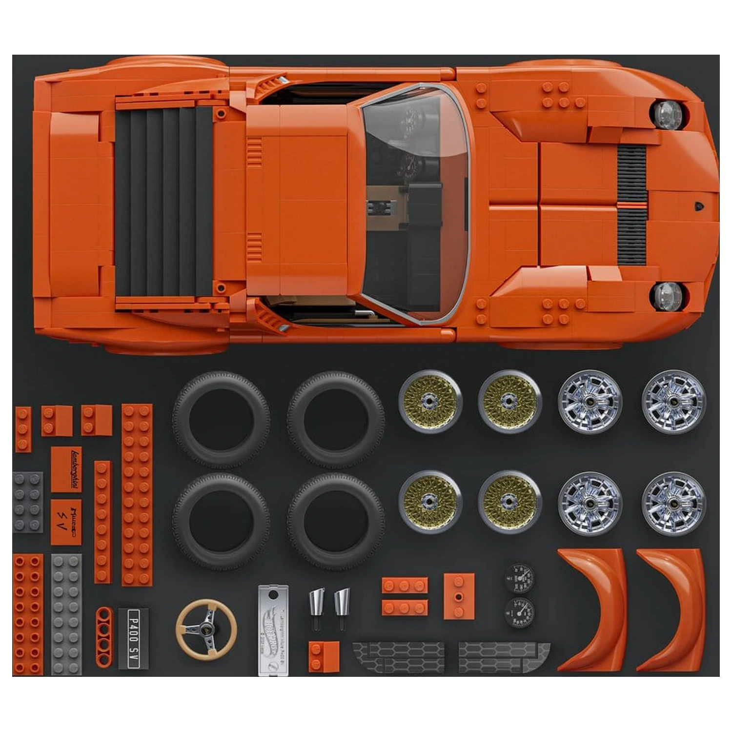 Hot Wheels Premium Mattel Brick Shop Building Set 1/12 Lamborghini Miura P400 SV product photo