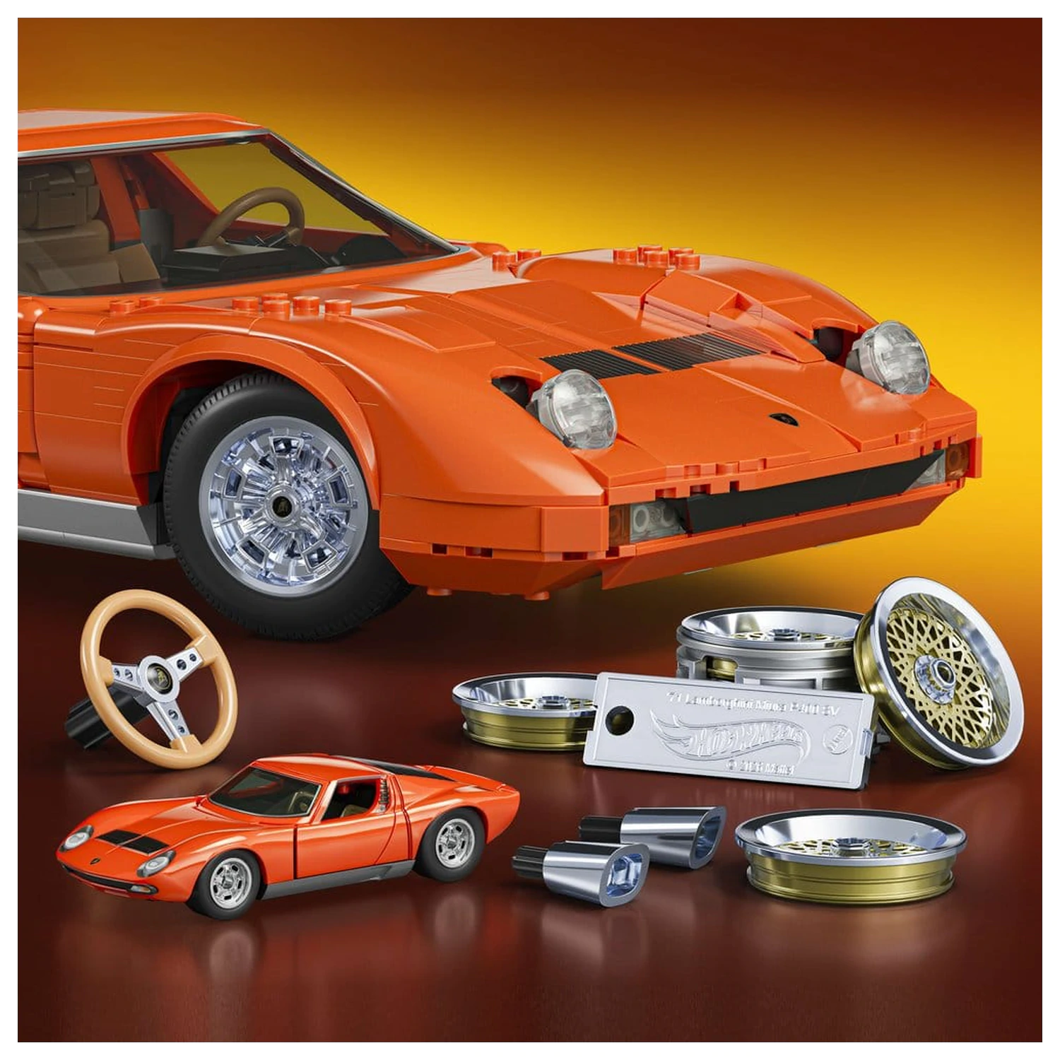 Hot Wheels Premium Mattel Brick Shop Building Set 1/12 Lamborghini Miura P400 SV product photo