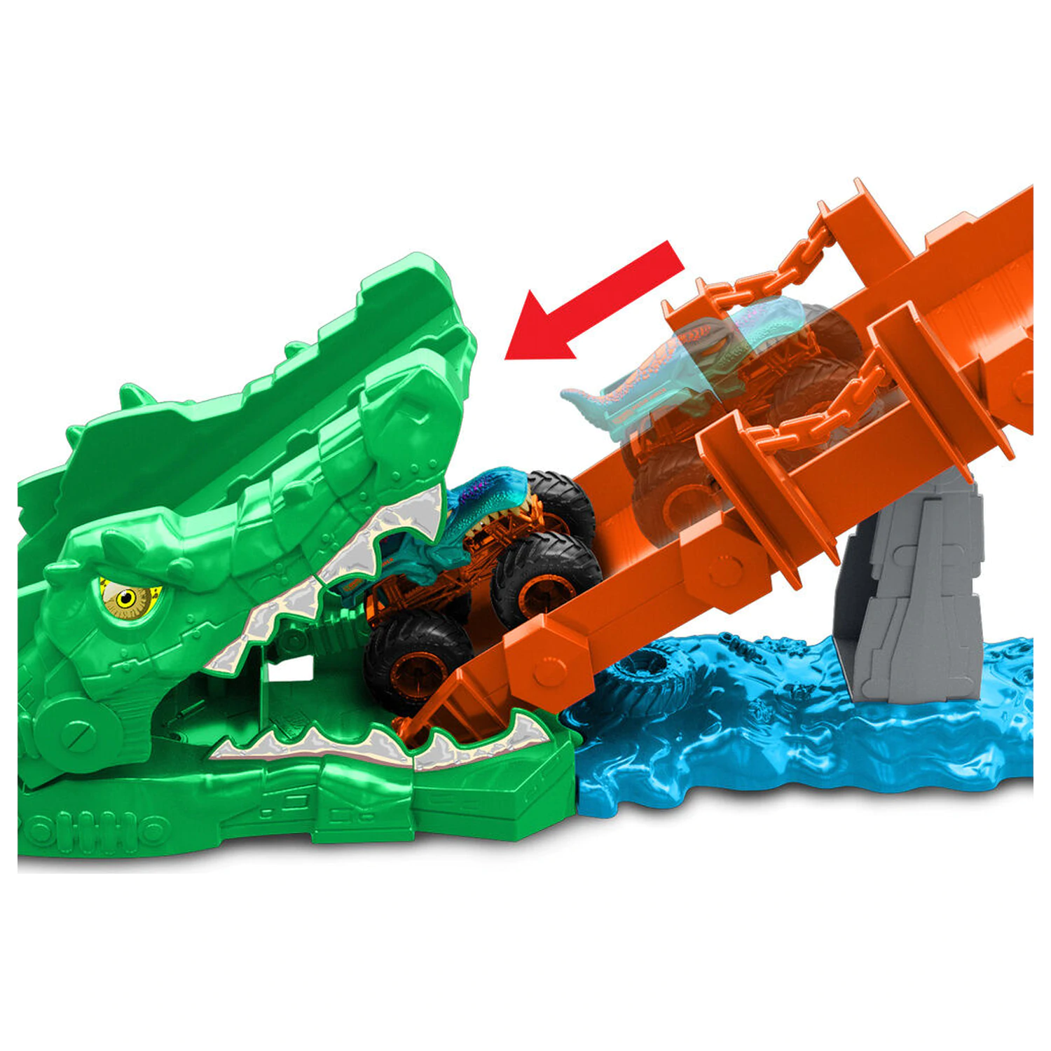 Hot Wheels Monster Trucks Cocodrile Crash Challenge playset product photo