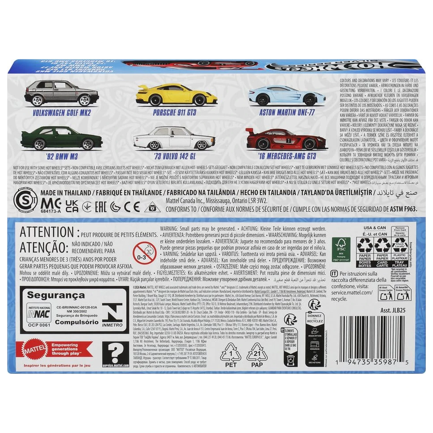 Hot Wheels Silver Series Die-Cast Vehicle 6-Pack 1/64 Euro Style product photo