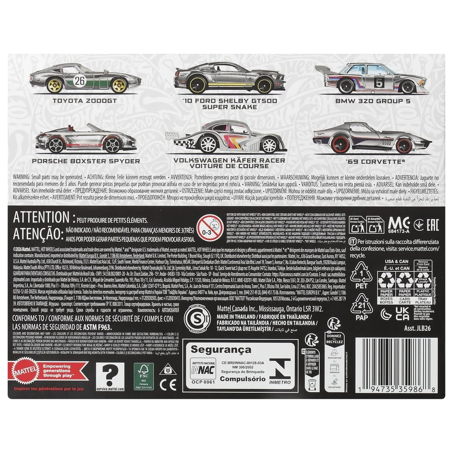 Hot Wheels Silver Series Die-Cast Vehicle 6-Pack 1/64 ZAMAC product photo