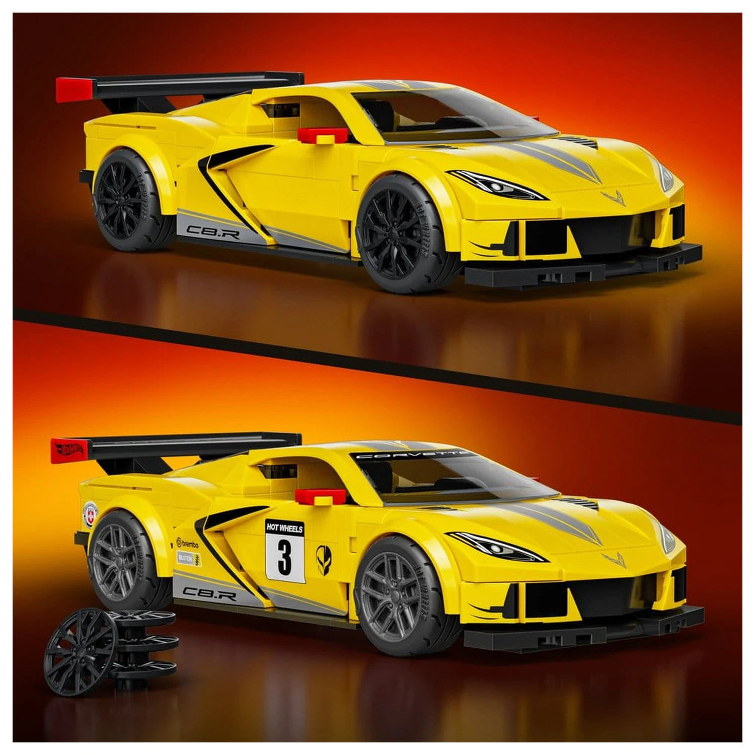 Hot Wheels Speed Mattel Brick Shop Building Set 1/32 '20 Corvette C8.R product photo