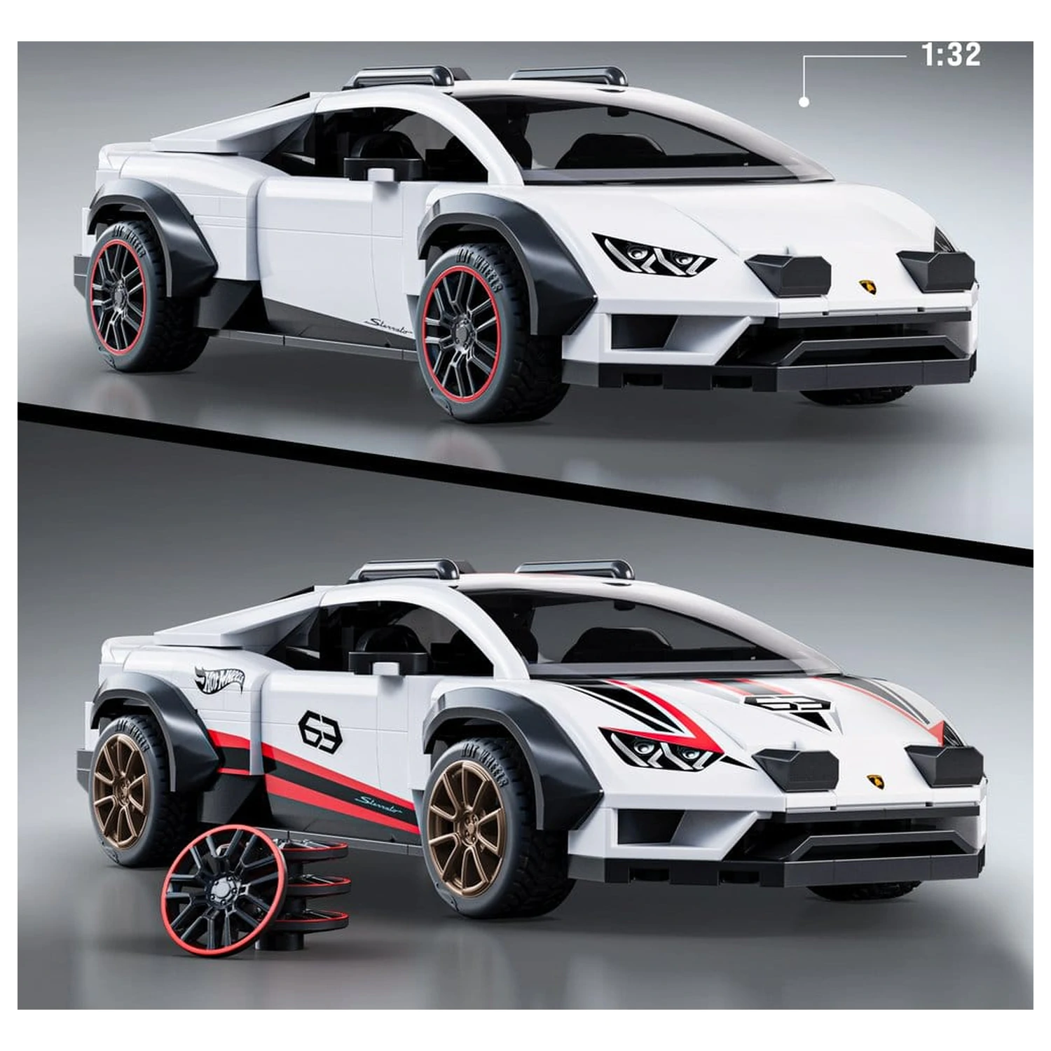 Hot Wheels Speed Mattel Brick Shop Building Set 1/32 Lamborghini Huracán Sterrato product photo