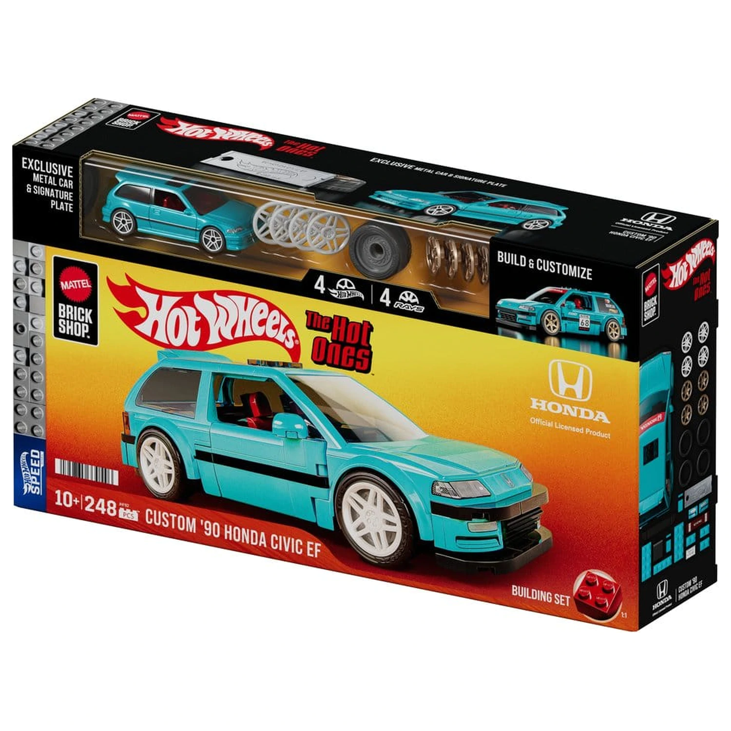 Hot Wheels Speed Series Mattel Brick Shop Building Set 1/32 Custom ’90 Honda Civic EF product photo