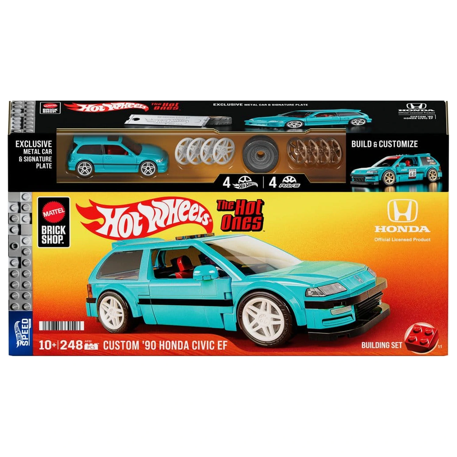 Hot Wheels Speed Series Mattel Brick Shop Building Set 1/32 Custom ’90 Honda Civic EF product photo