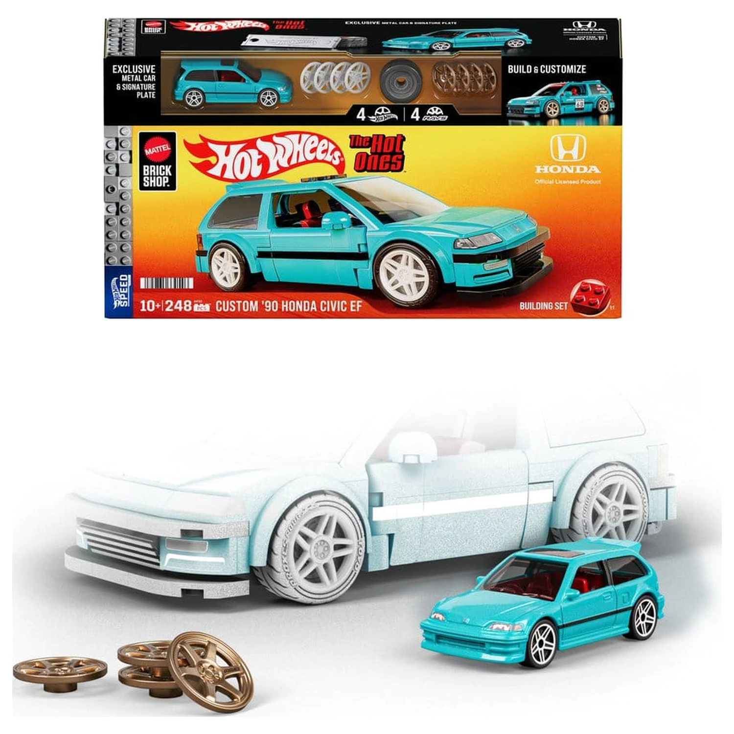 Hot Wheels Speed Series Mattel Brick Shop Building Set 1/32 Custom ’90 Honda Civic EF product photo