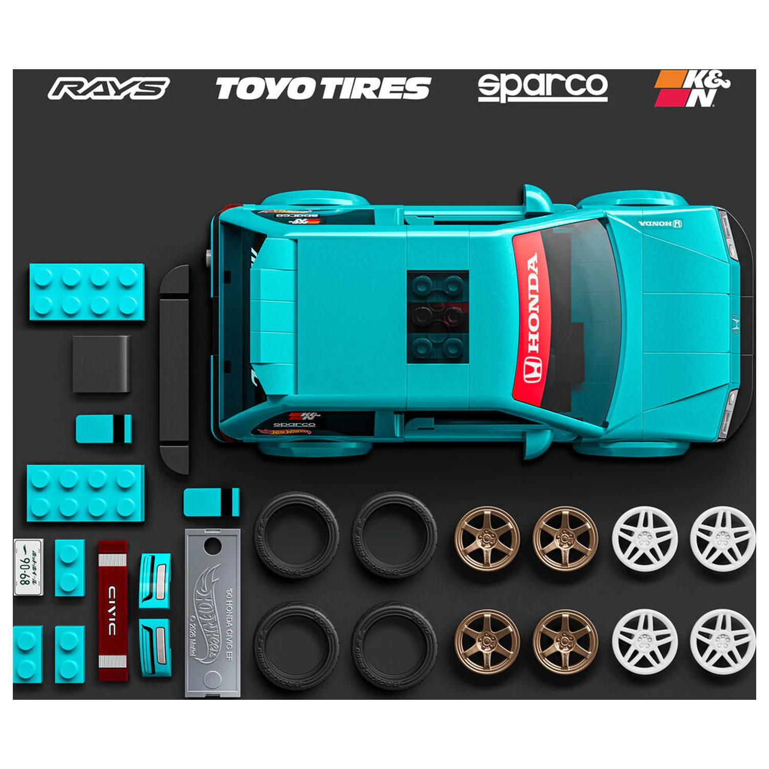 Hot Wheels Speed Series Mattel Brick Shop Building Set 1/32 Custom ’90 Honda Civic EF product photo