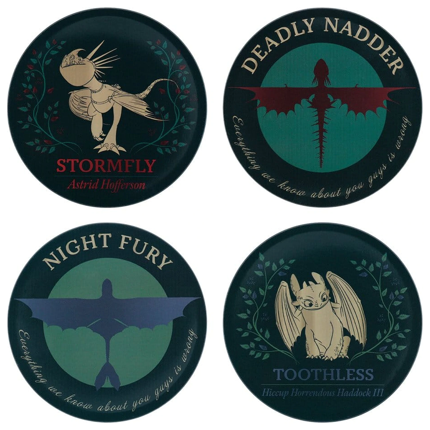 How to Train Your Dragon Coaster 4-Pack Dragon Printed Metal product photo