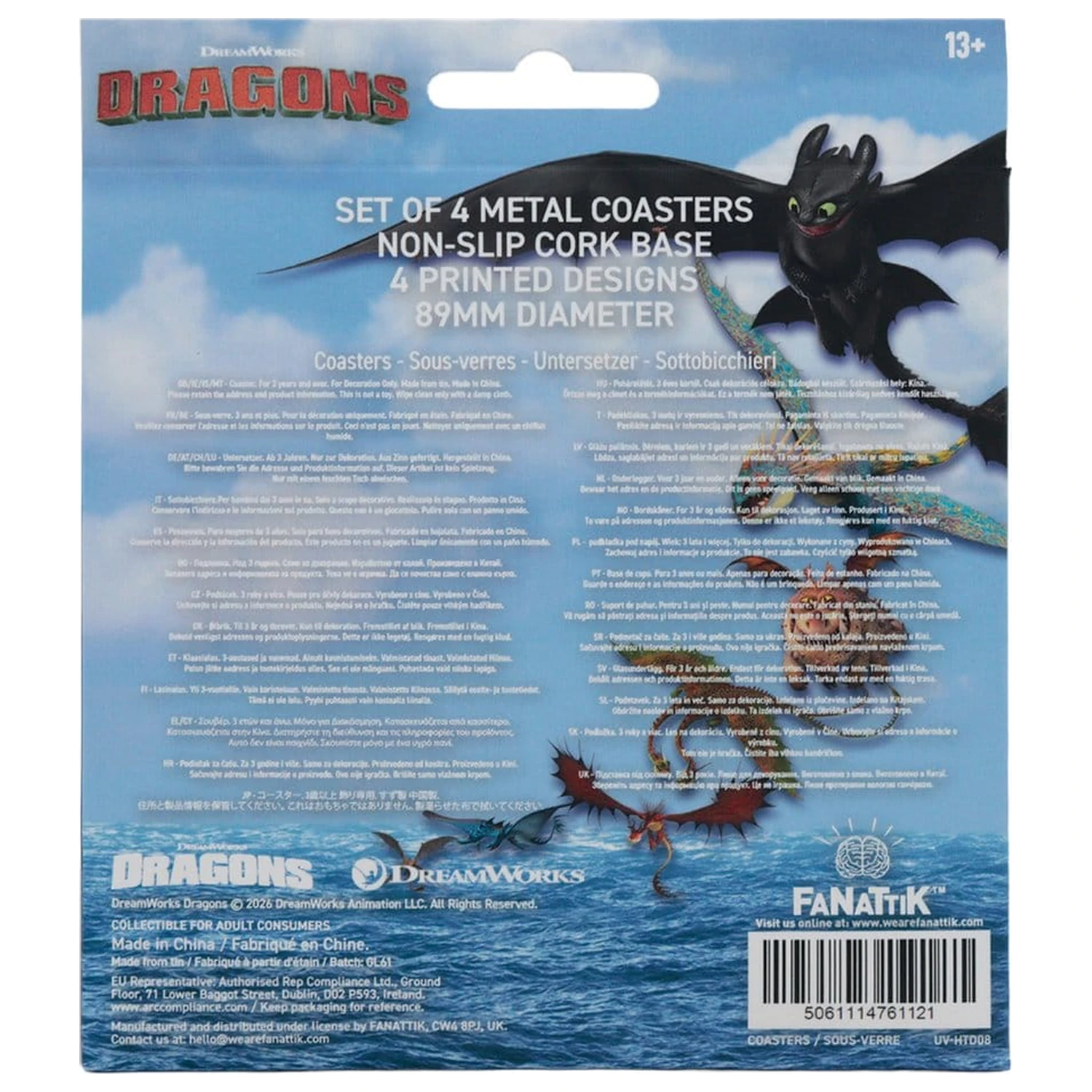 How to Train Your Dragon Coaster 4-Pack Dragon Printed Metal product photo