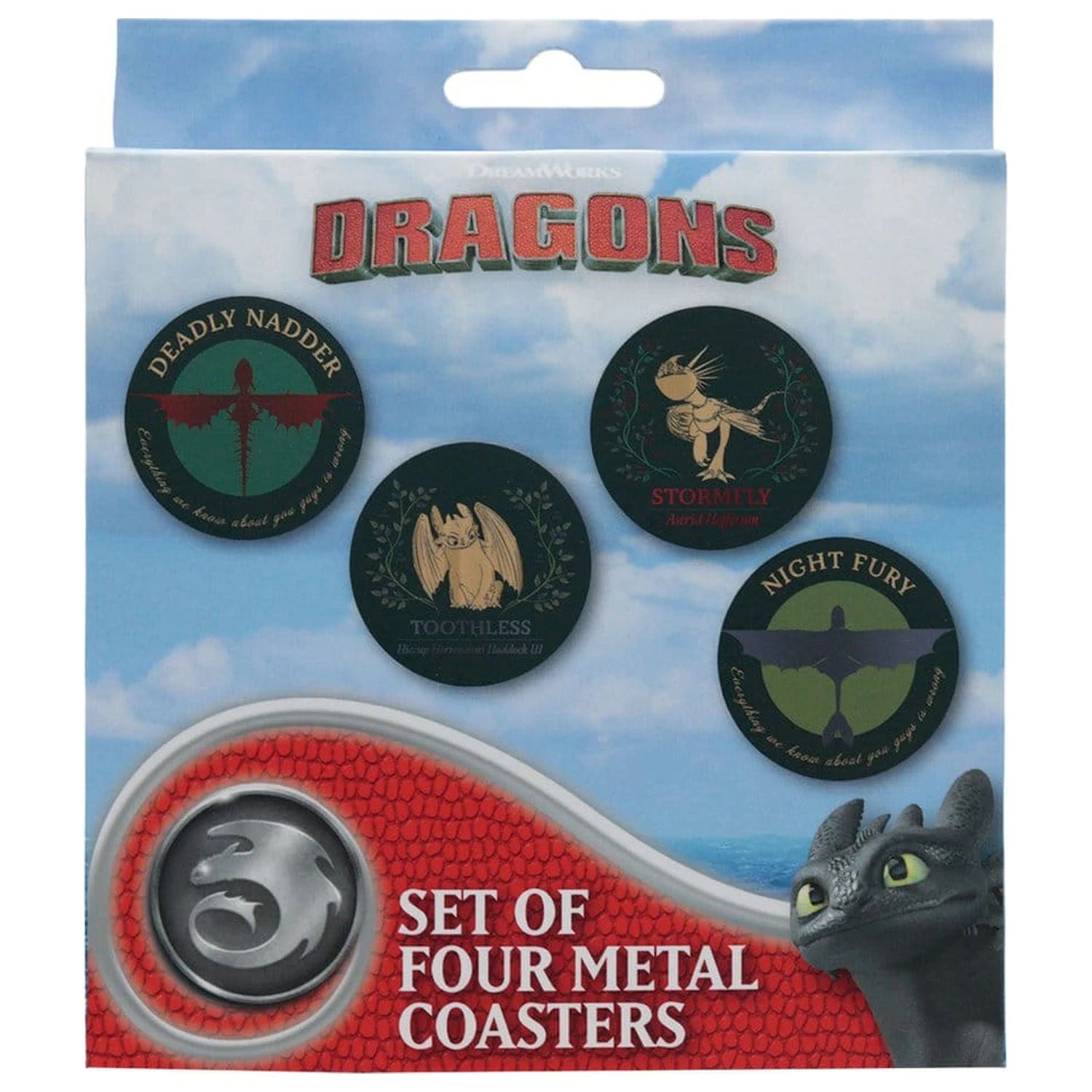 How to Train Your Dragon Coaster 4-Pack Dragon Printed Metal product photo