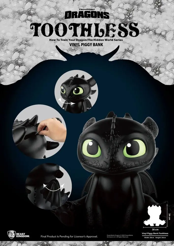 How To Train Your Dragon Piggy Vinyl Bank Toothless 30 cm product photo