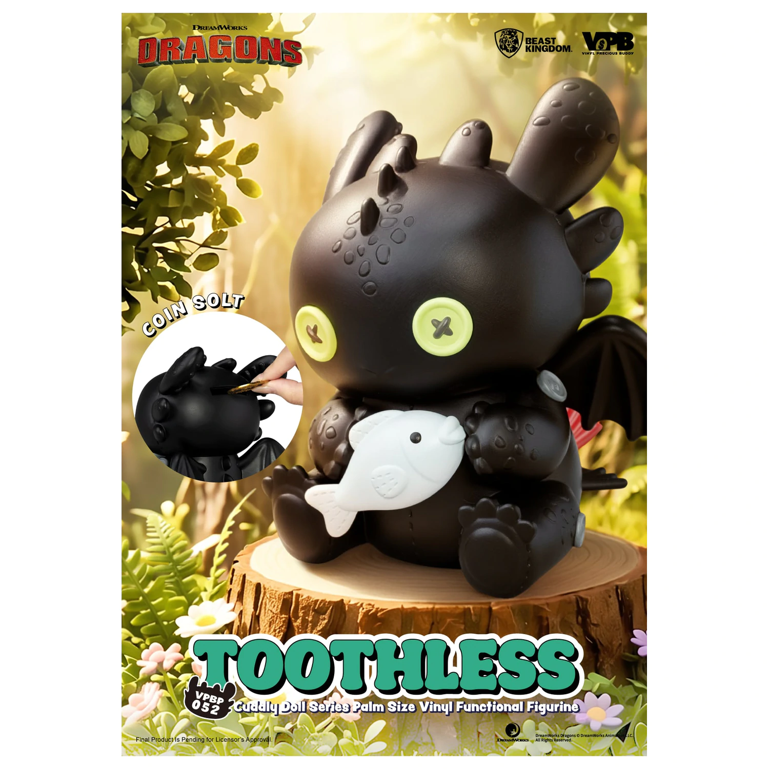 HOW TO TRAIN YOUR DRAGON Toothless Bank Vinyl Figure 11.7cm product photo
