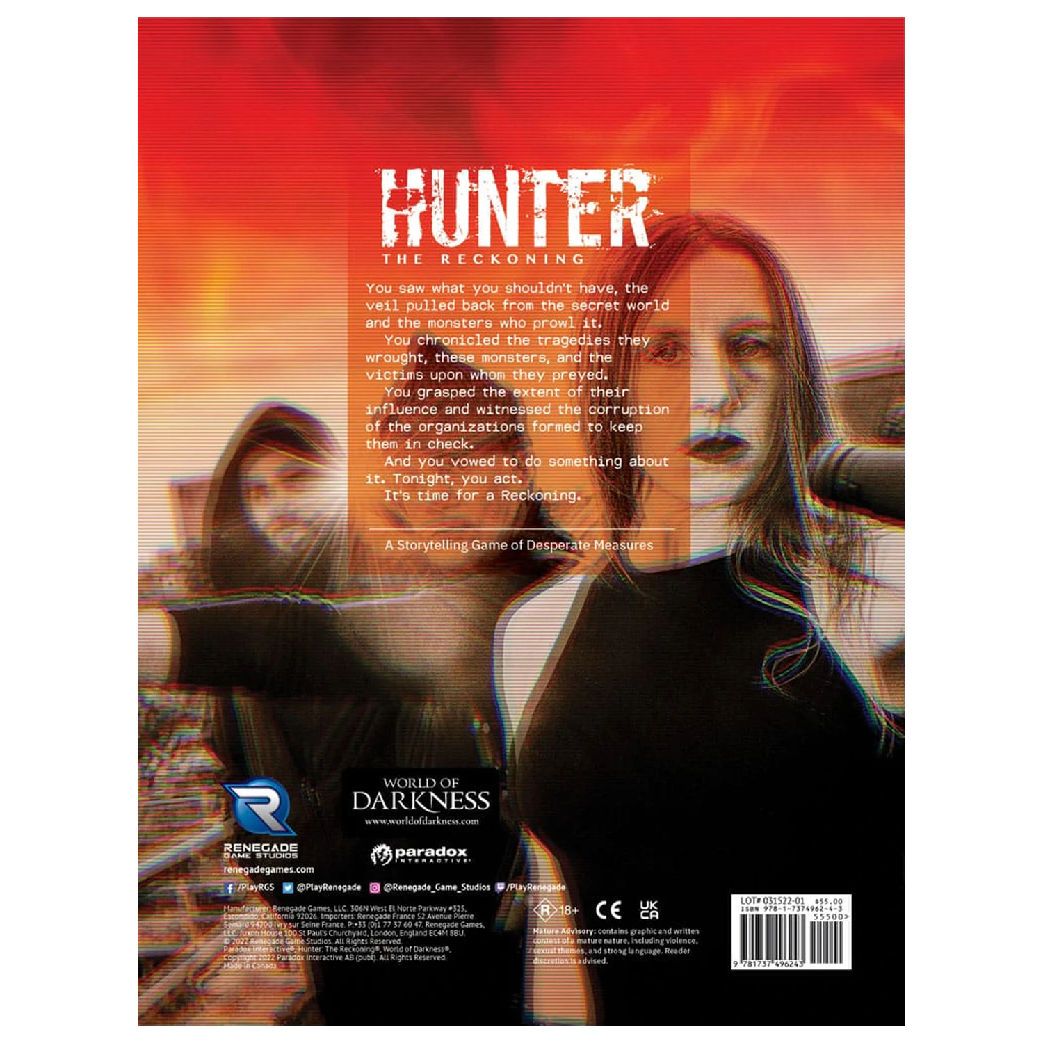 Hunter: The Reckoning 5th Edition RPG book Game Core Rulebook *Englische Version* product photo