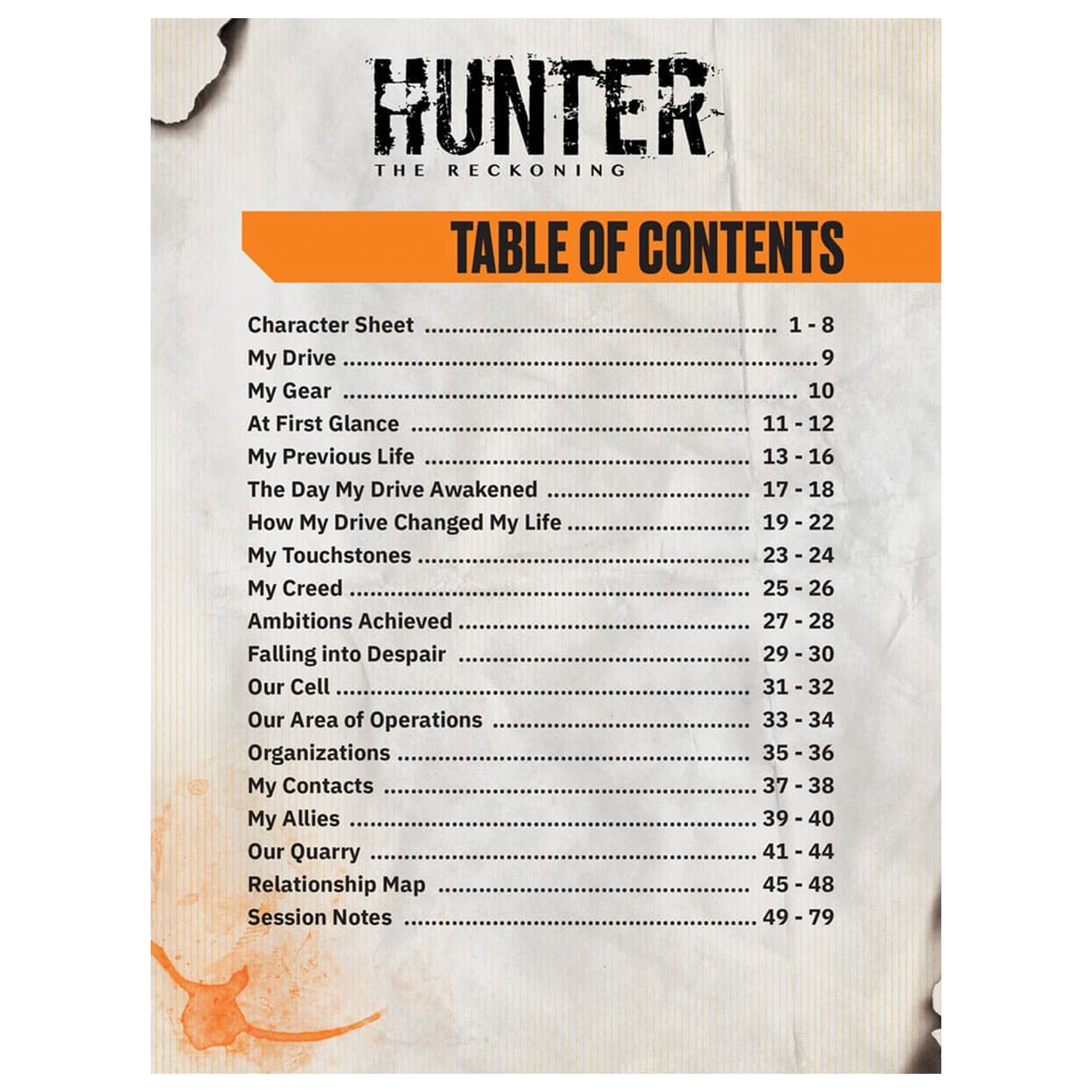 Hunter: The Reckoning 5th Edition RPG Journal Expanded Character Sheet Journal *Englische Version* product photo