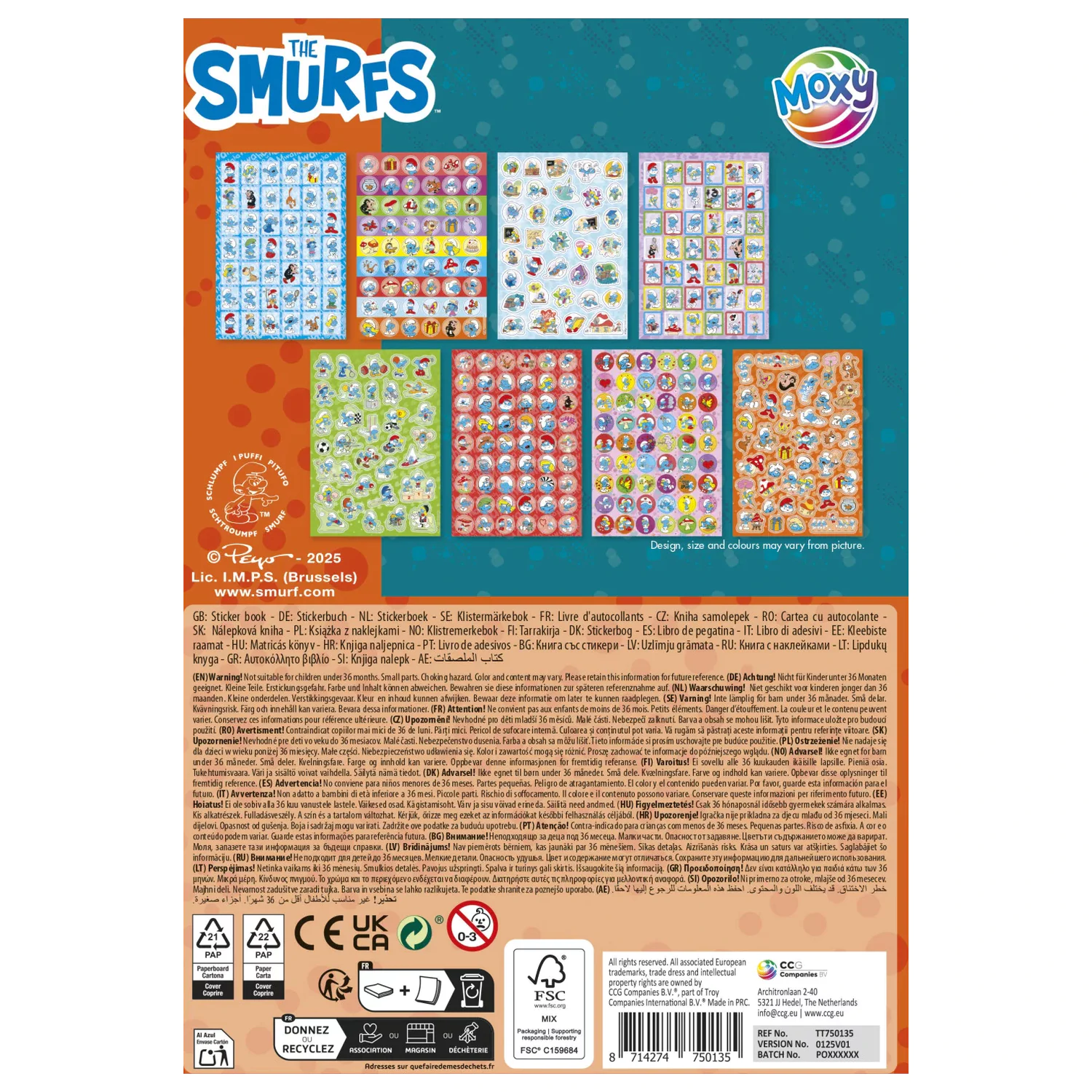 The Smurfs Happy Glitter Sticker Set 8 Sheets product photo