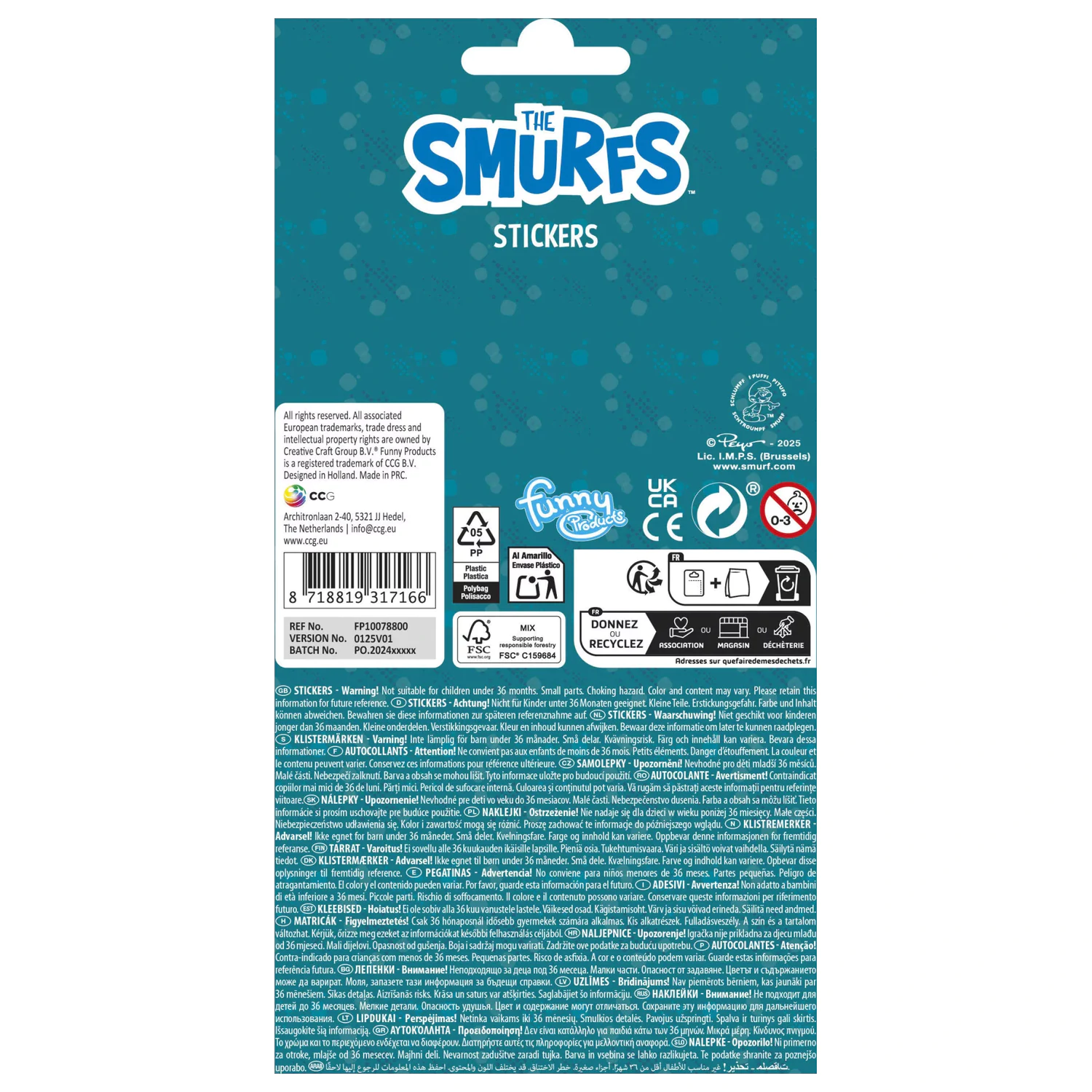 The Smurfs Happy Foil Sticker product photo