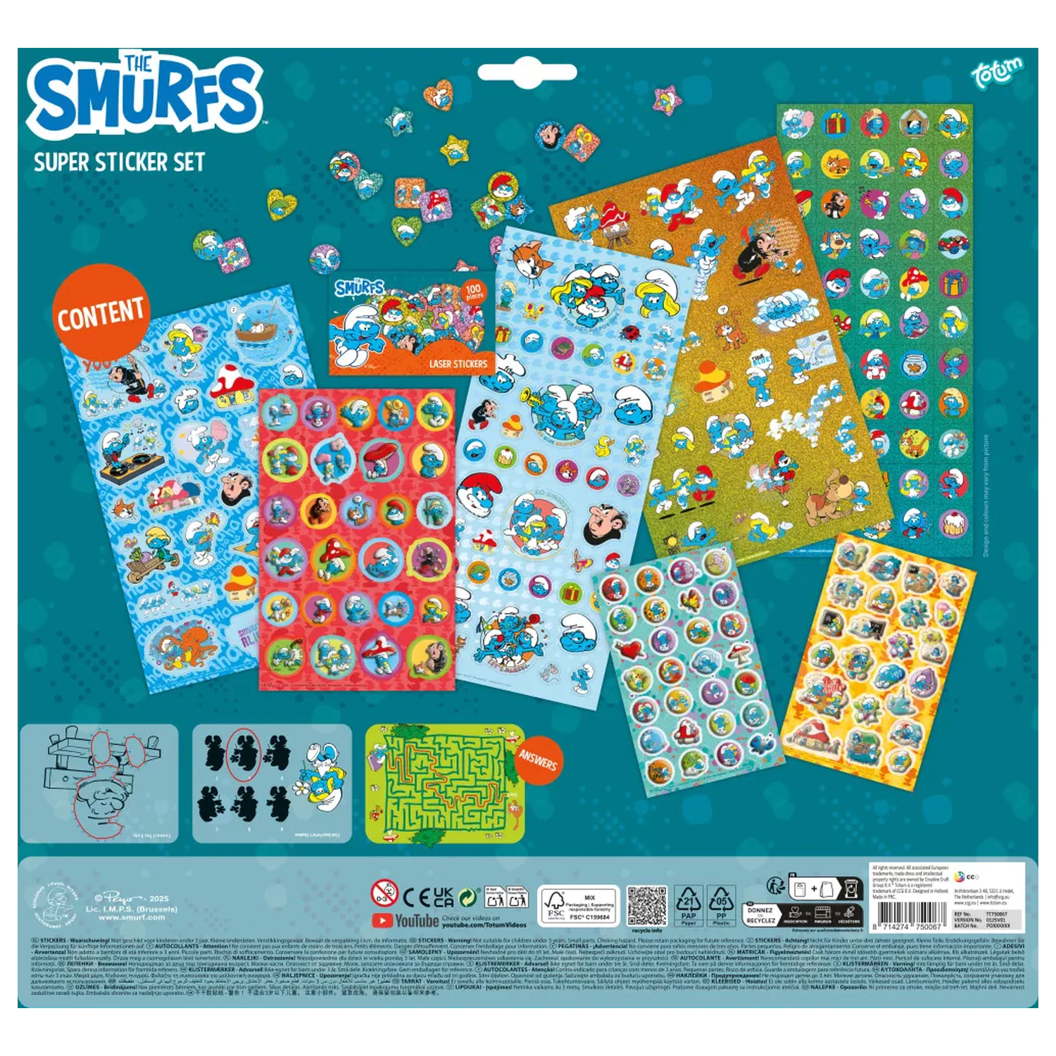 The Smurfs Happy Super Sticker Set product photo