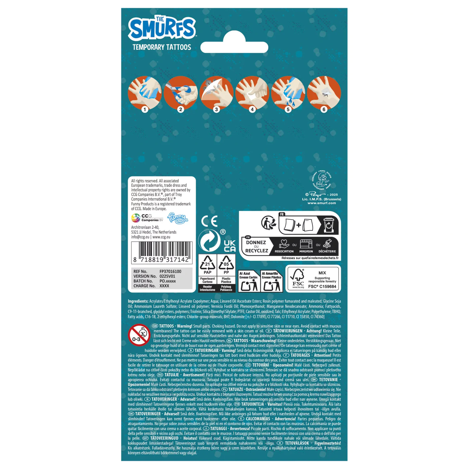 The Smurfs Laugh Tattoo 12-piece product photo