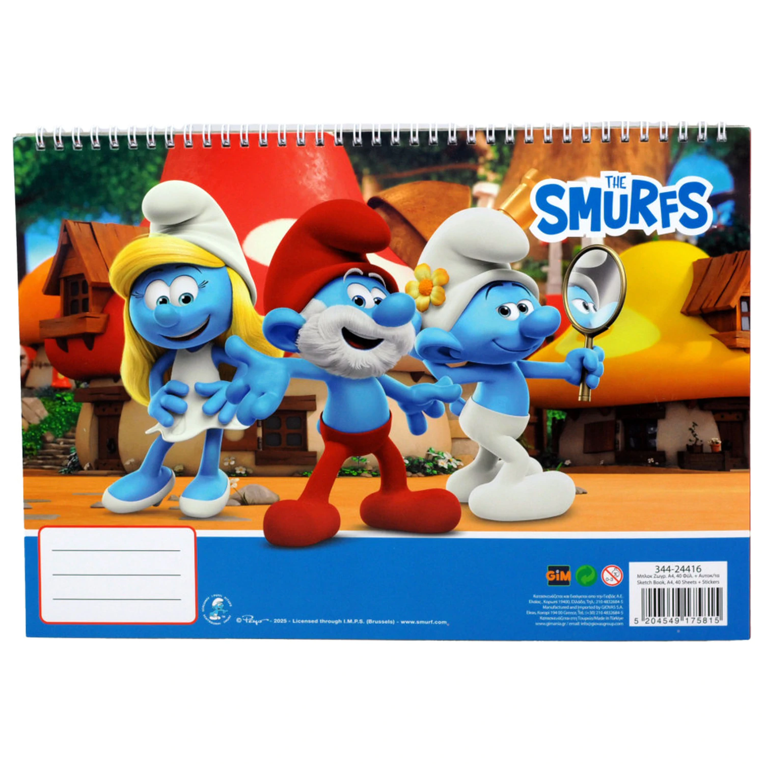 Smurfs Village A/4 Spiral Sketchbook 40 Pages with Stickers product photo