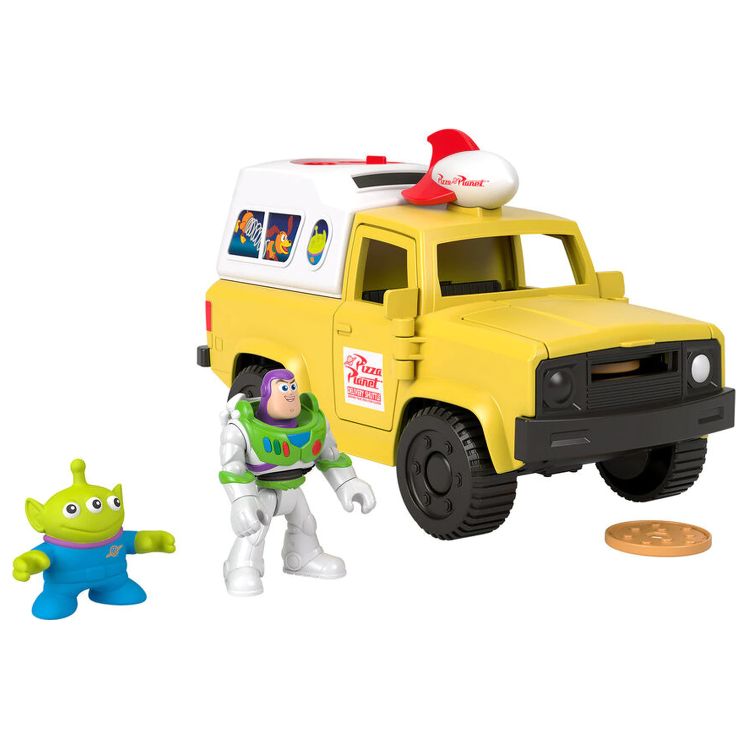 Imaginext Disney Pixar Toy Story Pizza Planet truck + Buzz Lightyear and Alien figures product photo