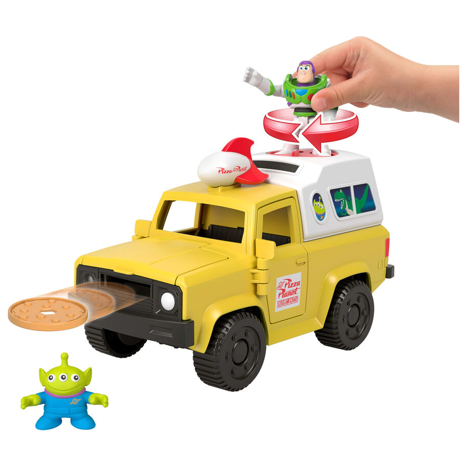 Imaginext Disney Pixar Toy Story Pizza Planet truck + Buzz Lightyear and Alien figures product photo