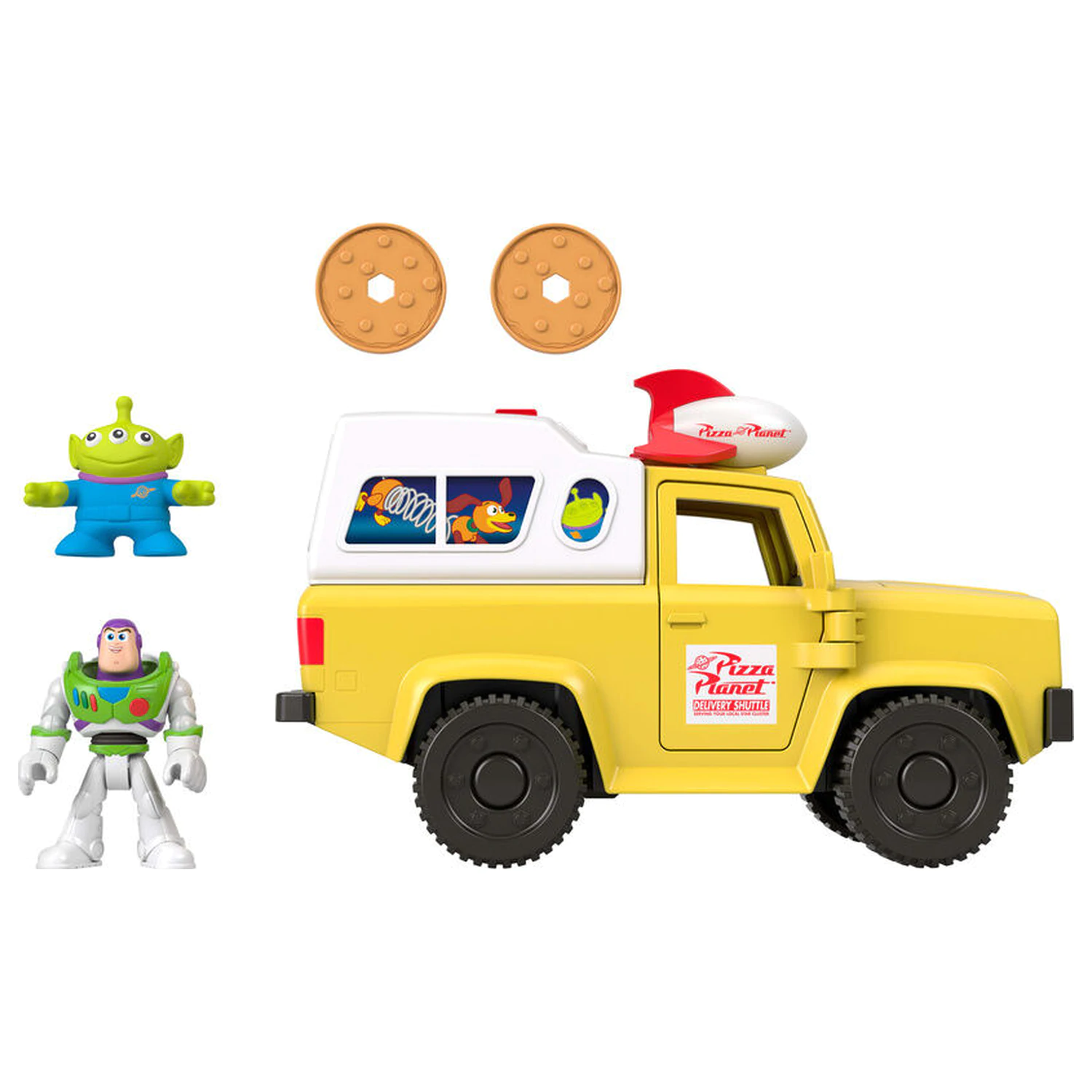 Imaginext Disney Pixar Toy Story Pizza Planet truck + Buzz Lightyear and Alien figures product photo