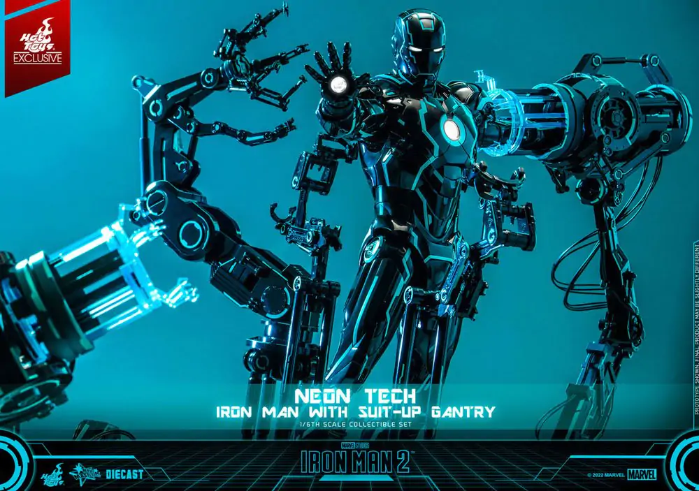 Iron Man 2 Action Figure 1/6 Neon Tech Iron Man with Suit-Up Gantry 32 cm termékfotó