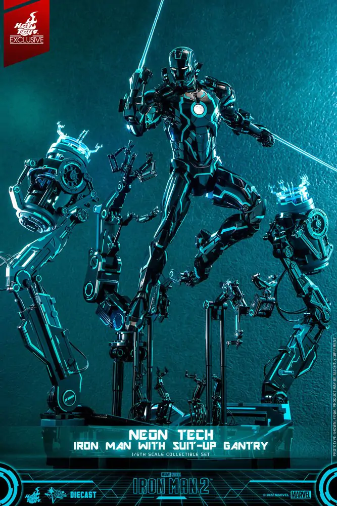 Iron Man 2 Action Figure 1/6 Neon Tech Iron Man with Suit-Up Gantry 32 cm termékfotó