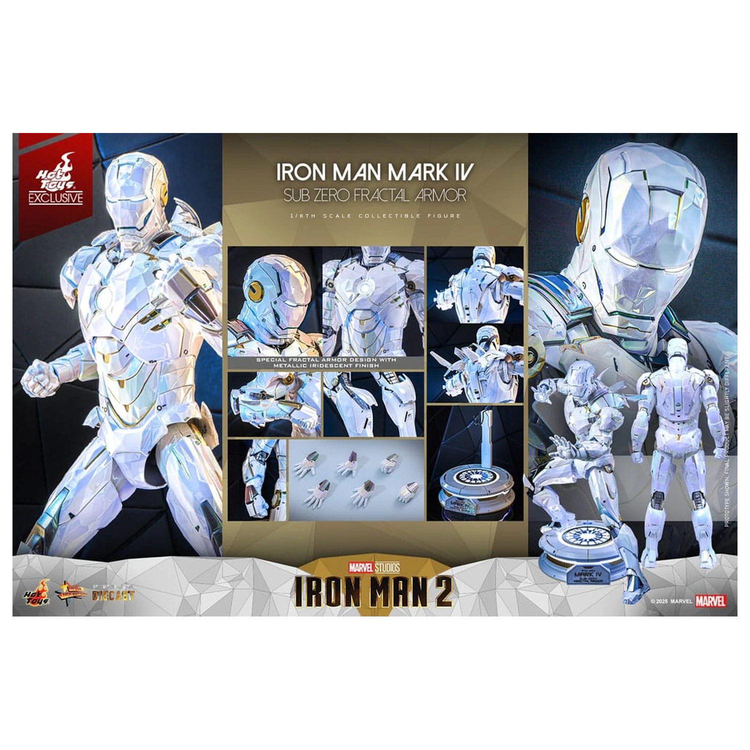 Iron Man 2 Movie Masterpiece Diecast Action Figure 1/6 Iron Man Mark IV (Sub-Zero Fractal Armor) Hot Toys Exclusive 33 cm product photo