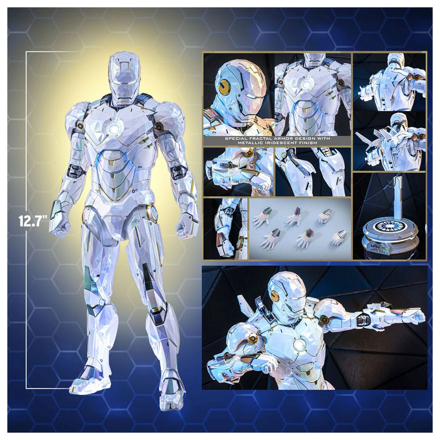Iron Man 2 Movie Masterpiece Diecast Action Figure 1/6 Iron Man Mark IV (Sub-Zero Fractal Armor) Hot Toys Exclusive 33 cm product photo