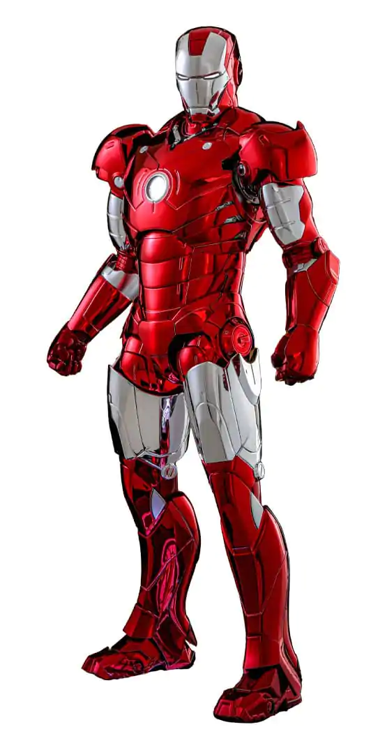 Iron Man Movie Masterpiece Diecast Action Figure 1/6 Iron Man Mark III (Red &amp; Chrome Version) Hot Toys Exclusive 32 cm product photo