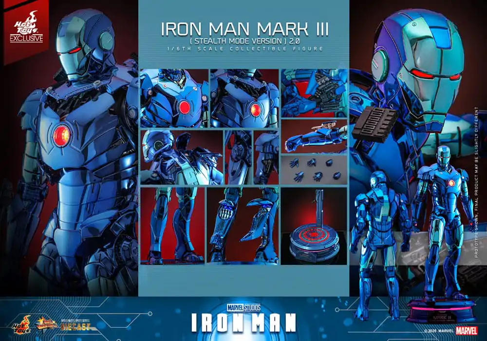 Iron Man Movie Masterpiece Diecast Action Figure 1/6 Iron Man Mark III (Stealth Mode Ver.) 2.0 Hot Toys Exclusive 33 cm product photo