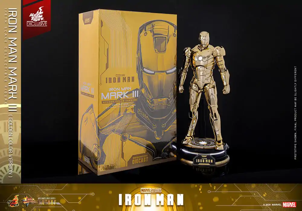 Iron Man Movie Masterpiece Diecast Action Figure 1/6 Iron Man Mark III (Gold Color Version) Hot Toys Exclusive 33 cm product photo