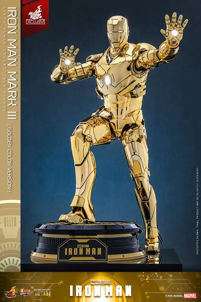Iron Man Movie Masterpiece Diecast Action Figure 1/6 Iron Man Mark III (Gold Color Version) Hot Toys Exclusive 33 cm product photo