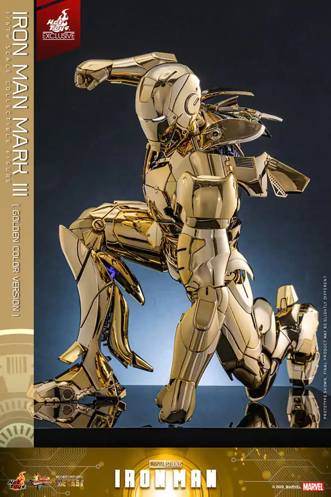 Iron Man Movie Masterpiece Diecast Action Figure 1/6 Iron Man Mark III (Gold Color Version) Hot Toys Exclusive 33 cm product photo