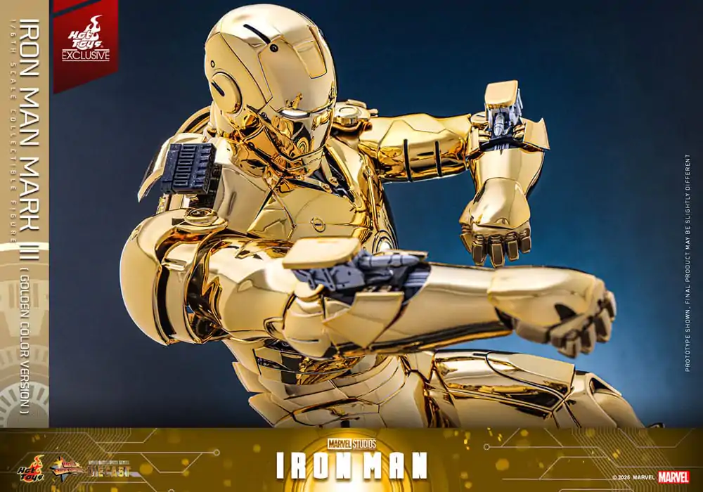 Iron Man Movie Masterpiece Diecast Action Figure 1/6 Iron Man Mark III (Gold Color Version) Hot Toys Exclusive 33 cm product photo