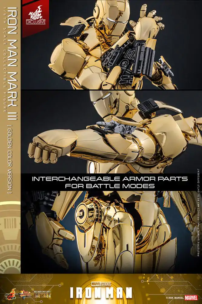 Iron Man Movie Masterpiece Diecast Action Figure 1/6 Iron Man Mark III (Gold Color Version) Hot Toys Exclusive 33 cm product photo