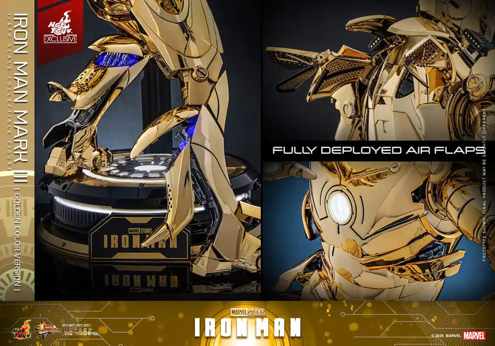 Iron Man Movie Masterpiece Diecast Action Figure 1/6 Iron Man Mark III (Gold Color Version) Hot Toys Exclusive 33 cm product photo