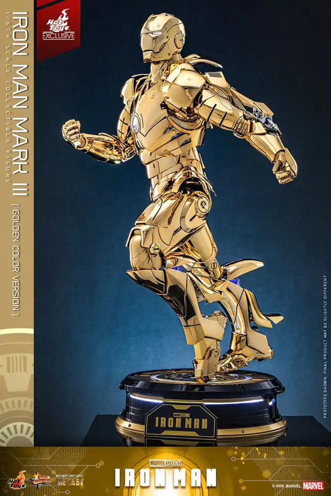 Iron Man Movie Masterpiece Diecast Action Figure 1/6 Iron Man Mark III (Gold Color Version) Hot Toys Exclusive 33 cm product photo