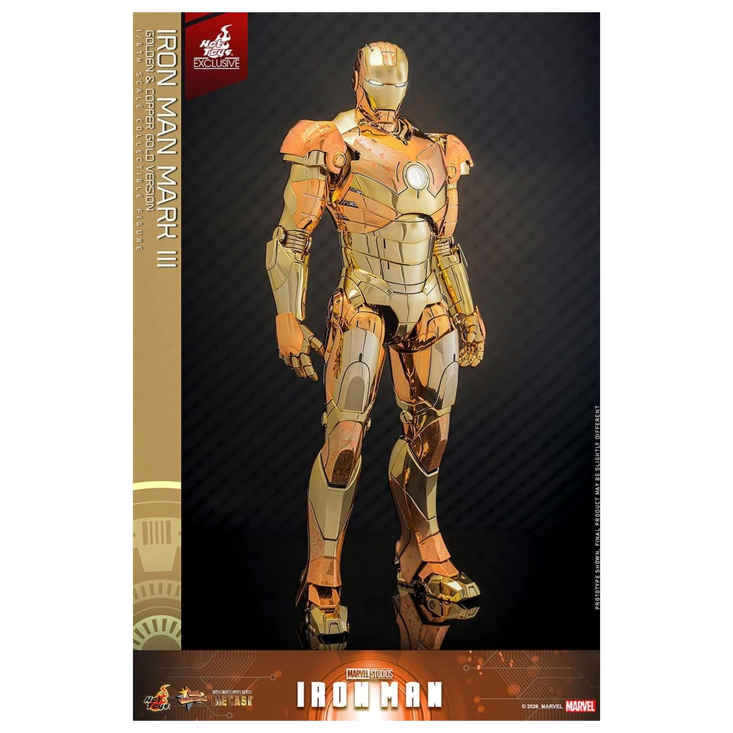 Iron Man Movie Masterpiece Diecast Action Figure 1/6 Iron Man Mark III (Golden & Copper Gold Version) Hot Toys Exclusive 33 cm product photo