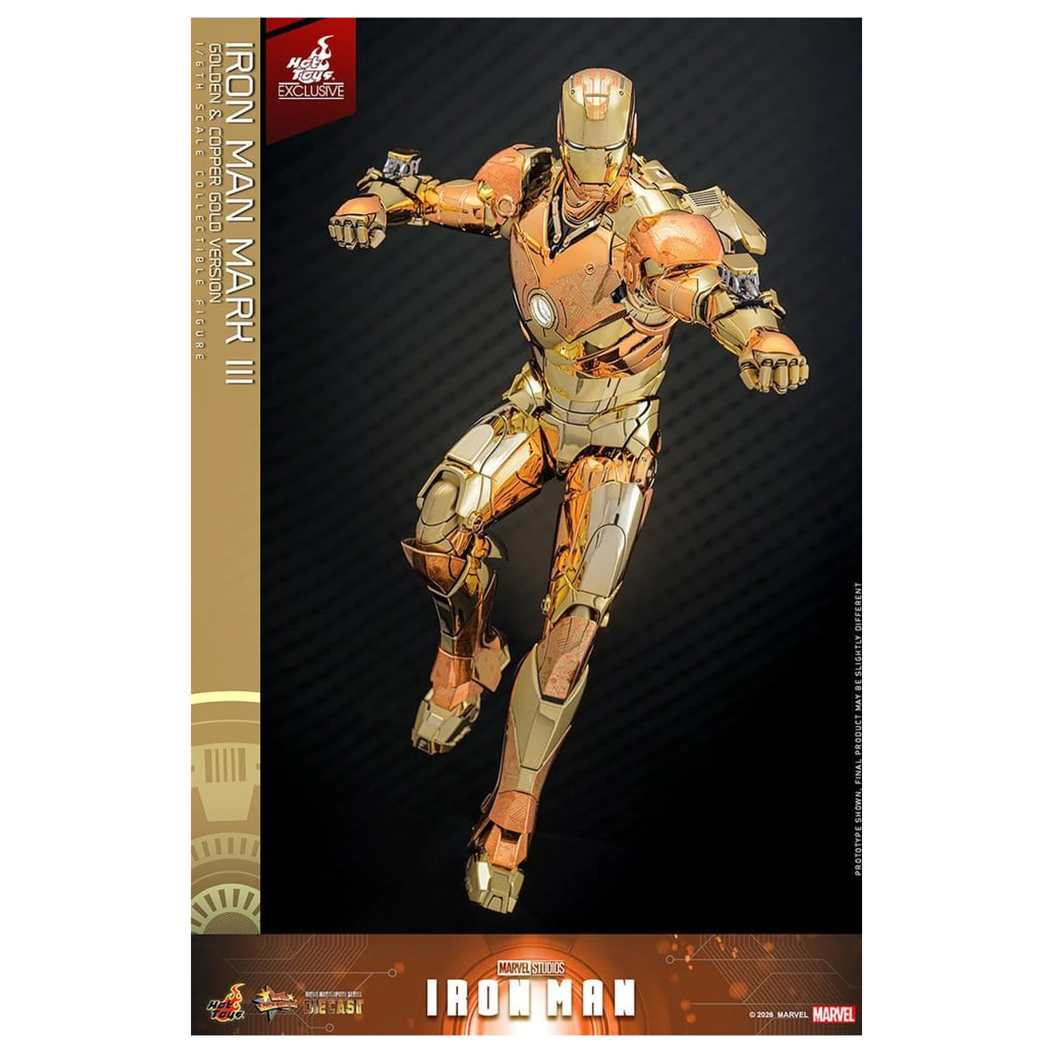 Iron Man Movie Masterpiece Diecast Action Figure 1/6 Iron Man Mark III (Golden & Copper Gold Version) Hot Toys Exclusive 33 cm product photo